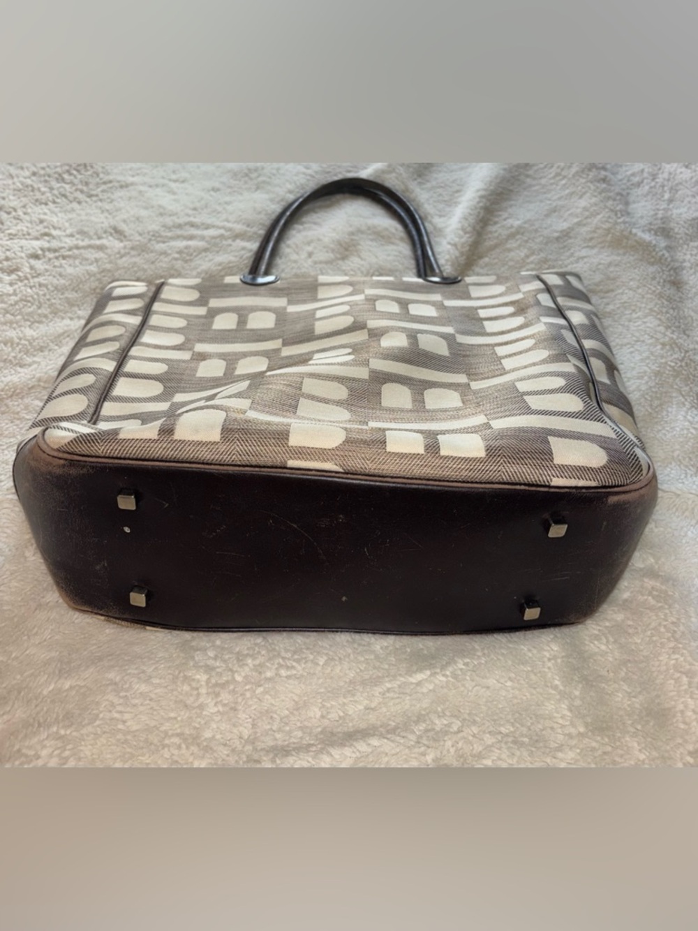 Bally Cream and Brown Tote Bag - Picture 5 of 12